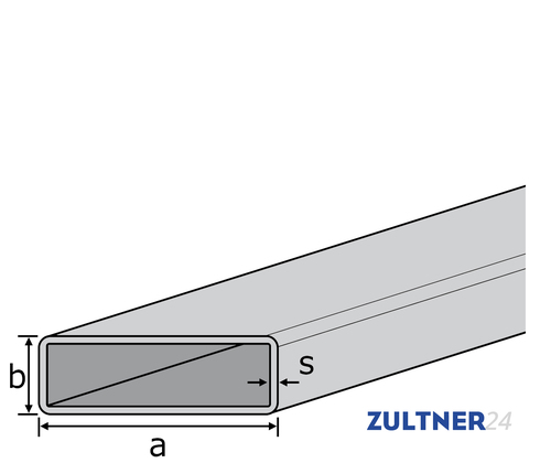 1.4301 Flat tube 80x50x3 mm HF-welded unpolished factory length 6 m